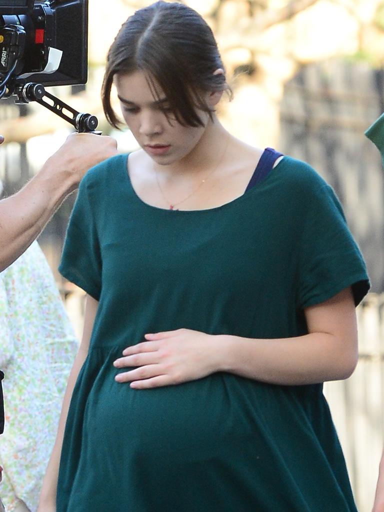 Hailee Steinfeld on the set of ‘Ten Thousand Saints’ in New York City. Picture: Getty