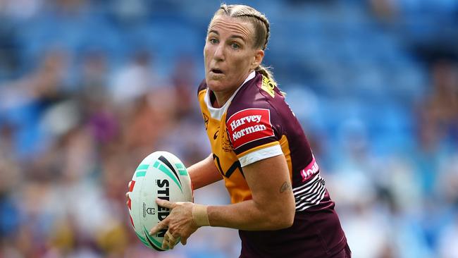 GOLD COAST, AUSTRALIA - SEPTEMBER 14: Ali Brigginshaw of the Broncos during the round eight NRLW match between Brisbane Broncos and Cronulla Sharks at Cbus Super Stadium on September 14, 2024 in Gold Coast, Australia. (Photo by Chris Hyde/Getty Images)