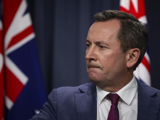 WA Premier Mark McGowan announces the snap three-day lockdown for the Perth and Peel regions. Picture: Matt Jelonek/Getty Images