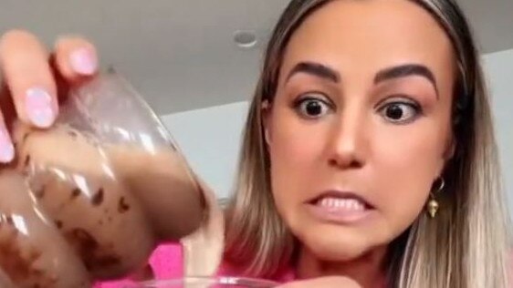 Viral TikTok sparks fierce Aussie debate. Queenslander reveals her Milo-making technique, which includes using seven-and-a-half tablespoons of Milo. Picture: TikTok/ Karinairby