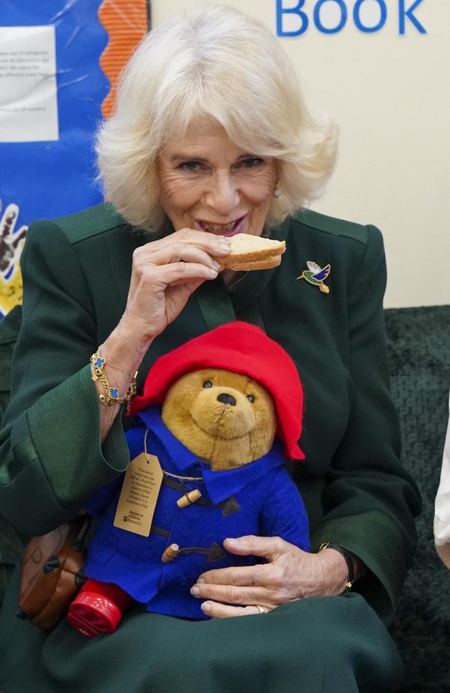 Camilla, Queen Consort enjoys a marmalade sandwich. Picture: Getty Images.