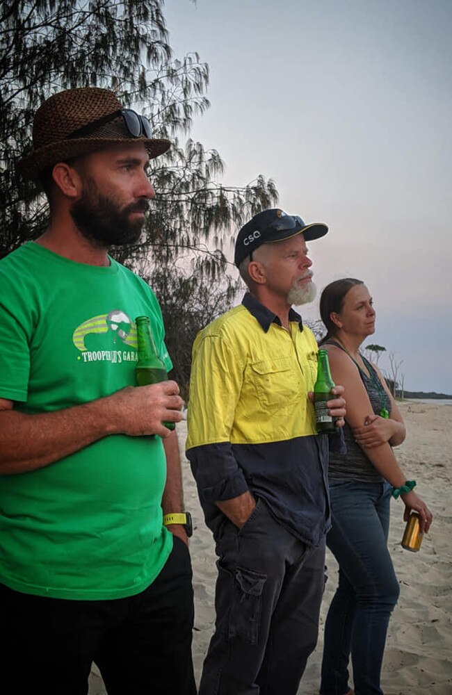 Friends and family gather at Bribie Island to celebrate the life of Luke Jay Kenworthy, who died after an alleged altercation at the Sundowner Hotel in Caboolture last week. Picture: Essie Scarlett