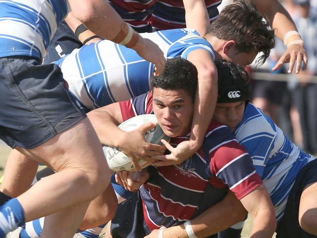 Noah Lolesio playing for TSS at School boys rugby vs Nudgee at TSS. Picture Mike Batterham