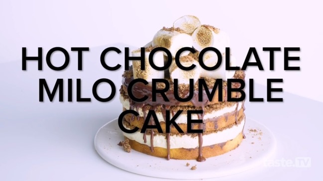 Hot chocolate milo crumble cake