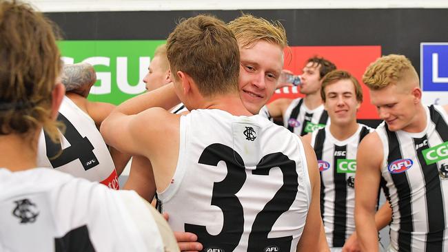 Stephenson and Will Hoskin-Elliott embrace after the win. Pic: Getty Images