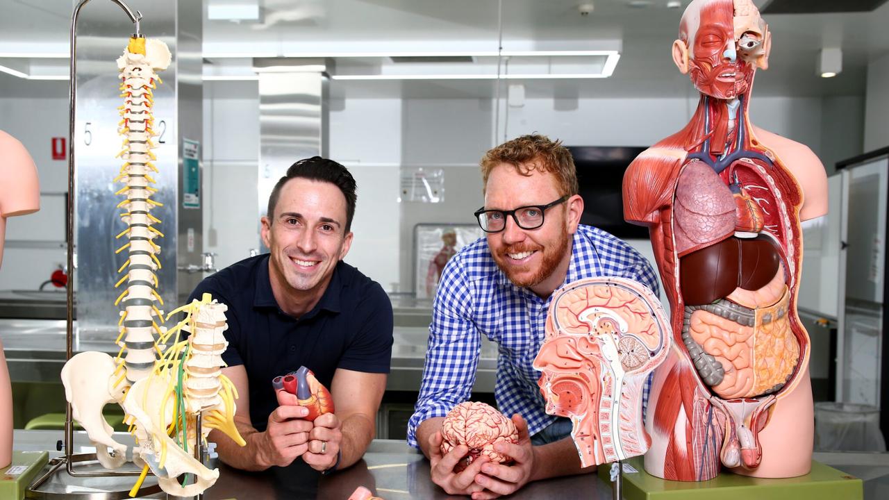 Griffith University teachers Dr Mike Todorovic and Dr Matt Barton are senior lecturers in Anatomy and Physiology at Griffith University's School of Nursing &amp; Midwifery. Picture: David Clark