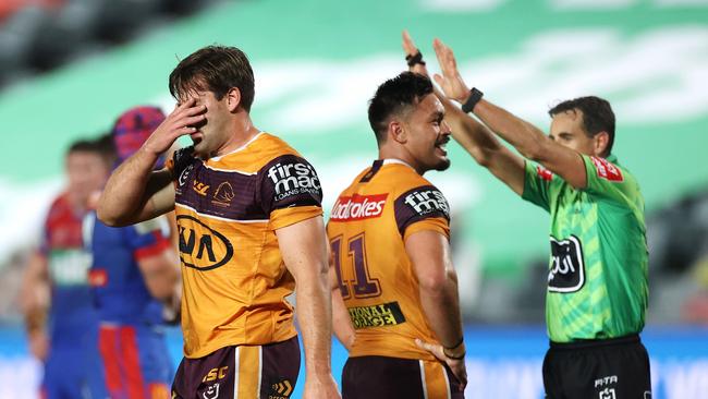 The Broncos couldn’t compete with Newcastle after two sin-binnings throughout the game. Picture: Getty Images.