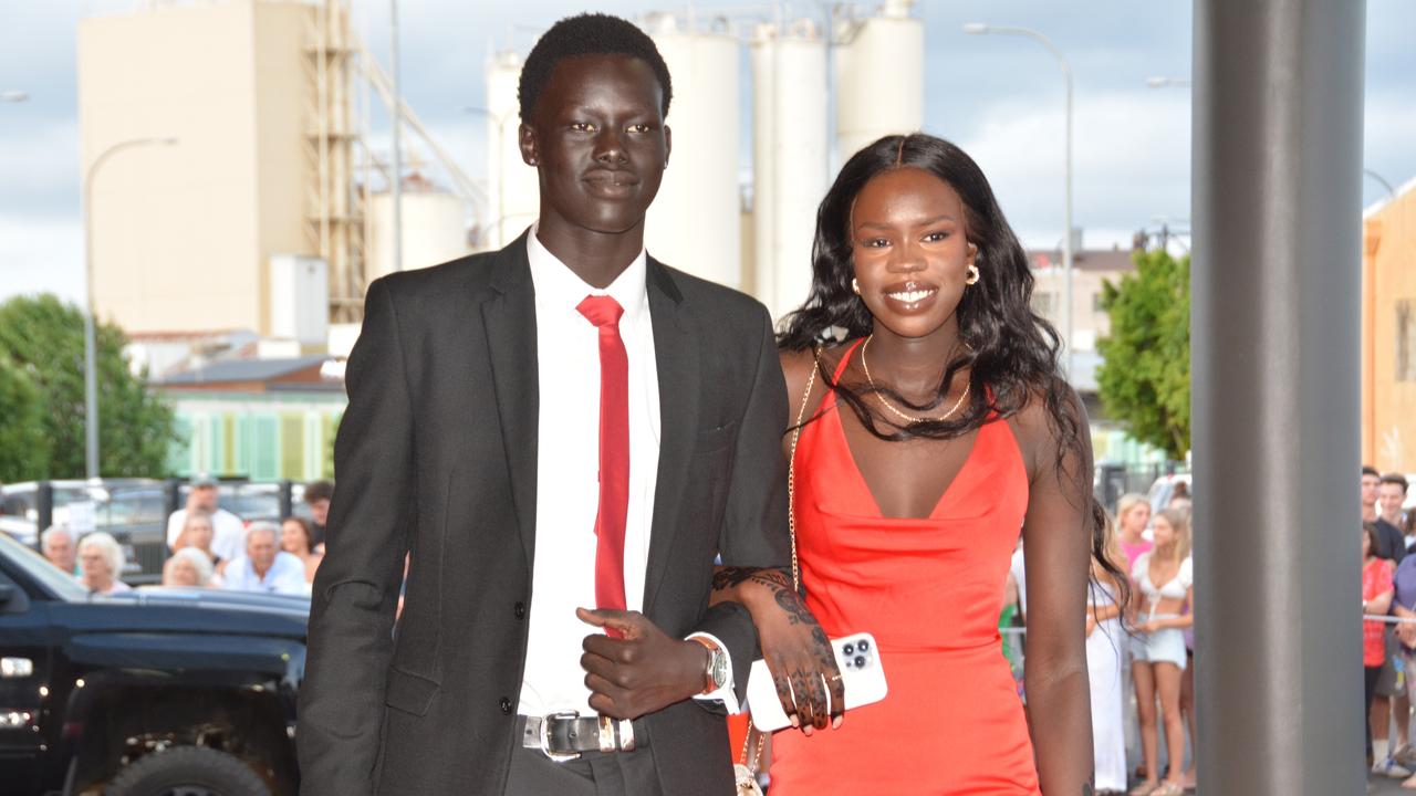 Toowoomba school formals. At the 2023 St Ursula's College formal is graduate Apajok Pager with her partner. Picture: Rhylea Millar