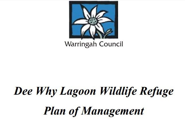 The cover of the 2002 Dee Why Lagoon Wildlife Refuge Plan of Management drafted by the former Warringah Council. Picture: Northern Beaches Council