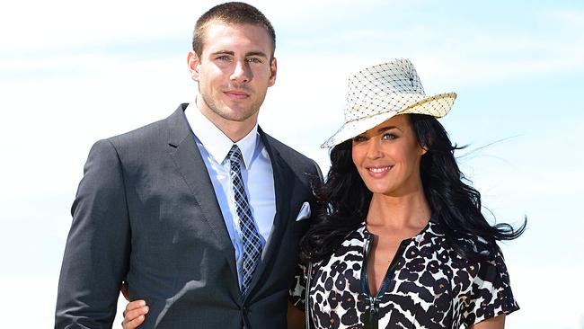 Shaun Hampson and Megan Gale at the 2013 Caulfield Cup.