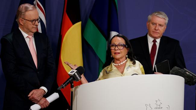 SYDNEY, AUSTRALIA - NewsWire Photos JULY 25, 2024: Prime Minister Anthony Albanese with retiring Ministers Linda Burney and Brendan OÃConnor during a press conference on Thursday. Picture: NewsWire / Nikki Short