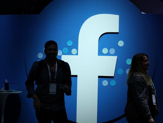 SAN JOSE, CALIFORNIA - APRIL 30: The Facebook logo is displayed during the F8 Facebook Developers conference on April 30, 2019 in San Jose, California. Facebook CEO Mark Zuckerberg delivered the opening keynote to the FB Developer conference that runs through May 1.   Justin Sullivan/Getty Images/AFP == FOR NEWSPAPERS, INTERNET, TELCOS & TELEVISION USE ONLY ==