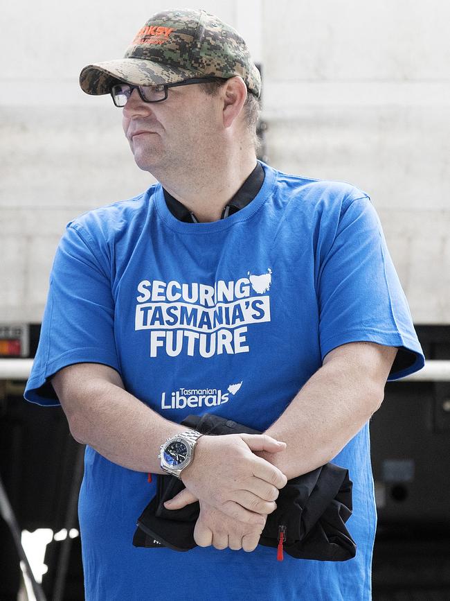 Adam Brooks at the Liberal campaign launch at Robbies, Rokeby. Picture: Chris Kidd