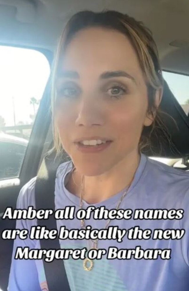 She said that names like ‘Amber’ and ‘Ashley’ are the new ‘Margaret’ and ‘Barbara’. Picture: TikTok / @ciaoamberc