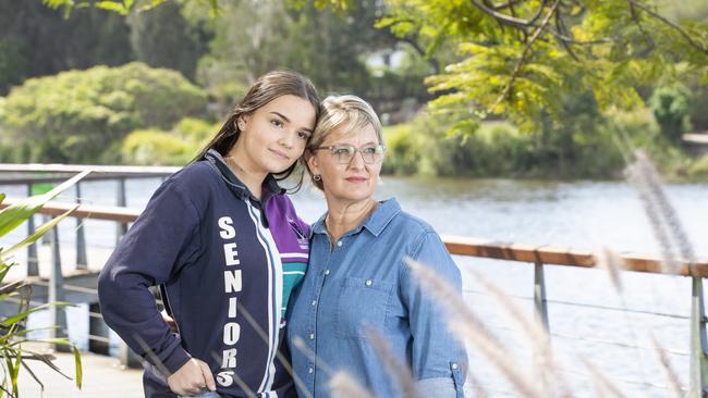 North Lakes State College Year 12 student Emily Lennon (left, pictured with mother Debbie Lennon) launched a petition calling for her school to reconsider not allowing parents to their school graduation this year. Picture: Renae Droop