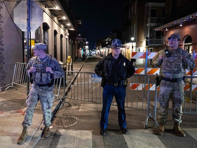 Army personnel and police guard the street where the attack occurred. Picture: AFP