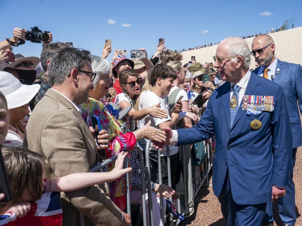 King Charles III greets members of the public outside the Australian Parliament House. Picture: Getty