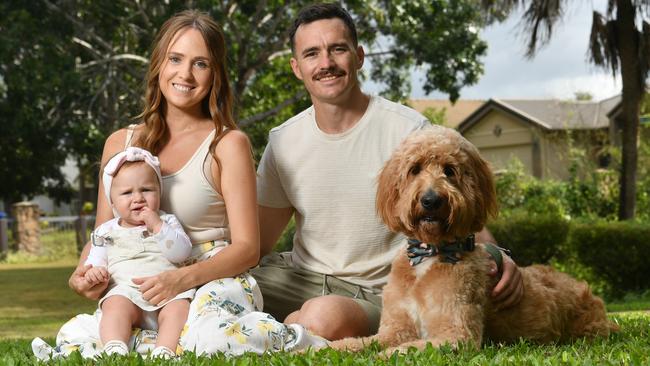 Brogan Howson and Daniel Cullen with Leni, 9 months, and George. Picture: Evan Morgan