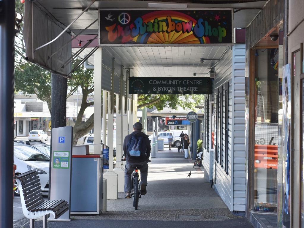 A semi-deserted Jonson St, the main commercial area in Byron Bay, on Tuesday.