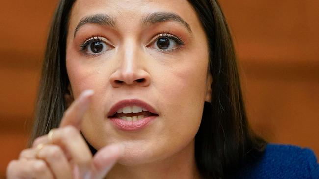 Ms Ocasio-Cortez speaking at a congressional committee. Picture: Andrew Harnik/AFP