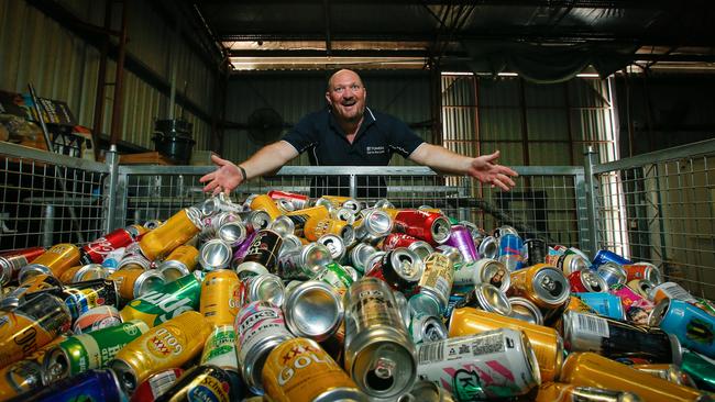 Damien Crook turned over a record 64,000 cans through the TOMRA centre on January 4. Picture: Glenn Campbell