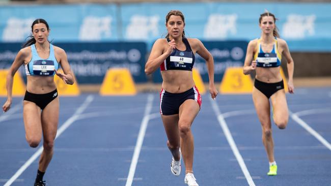 Olivia Rose Inkster from PLC winning the girls 200m 17 years final.