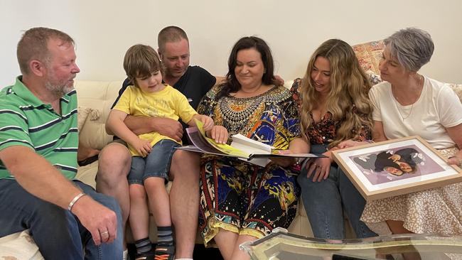 Greg Ireland (Chelsea’s dad), Ricky Pearce, 4, Ashley Pearce (Lukasz’s stepdad), Magda Pearce (Lukasz’s mum), Maddie Ireland (Chelsea’s sister) and Debra Ireland (Chelsea’s mum). Picture: Magda Pearce / SAFM