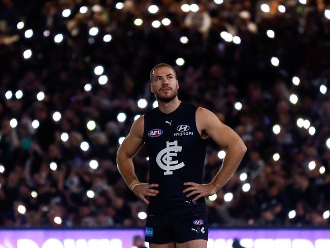 Harry McKay and the Blues are set for a fixturing bump in the back-end of the year. Picture: Michael Willson/AFL Photos via Getty Images.