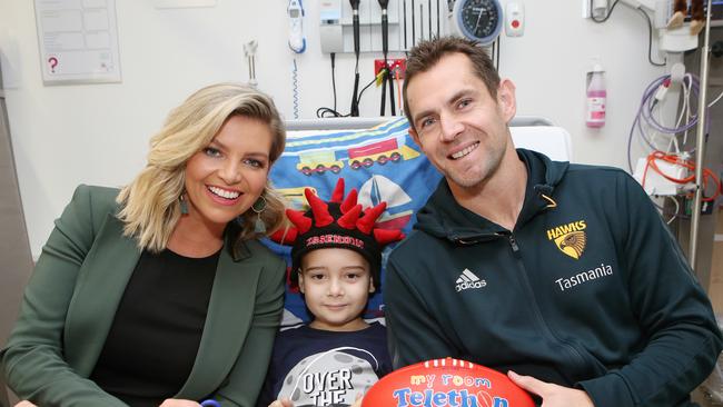 My Room Telethon Launch. Rebecca Maddern, Caleb and Luke Hodge. Picture: Julie Kiriacoudis