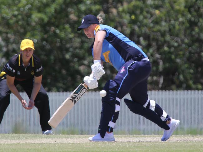 Dolphins batter Belinda Mc Dougall in action against Wests yesterday. Picture: Mike Batterham