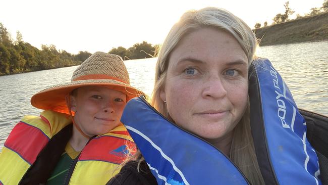 Jennah Avard and her son Oscar on the Manning River.