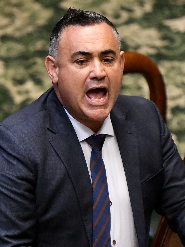 NSW Deputy Premier John Barilaro during a fiery question time last week. Picture: Bianca De Marchi