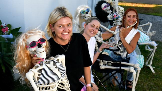 Nikki Beetham, Alix Aurish and Monique Menzie, three of the Term 4 Mums, with their Halloween creations. Picture: Evan Morgan