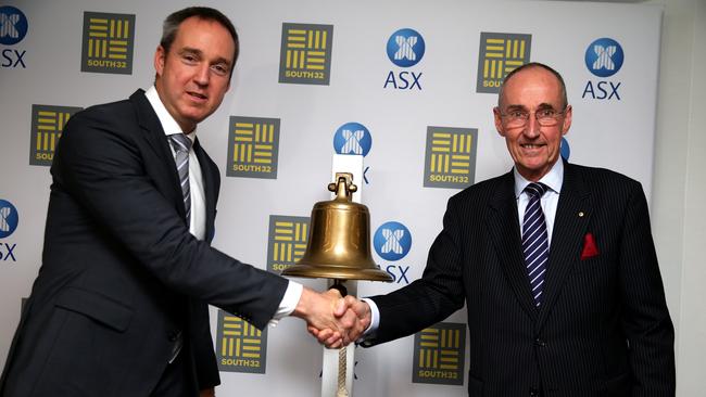 Crawford, right, at the official ASX listing of South32 in 2015.