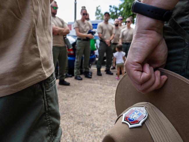 More than 40 Corrections officers and United Workers Union staff marched into the NT Parliament House on Tuesday February 11, 2025. Picture: Pema Tamang Pakhrin