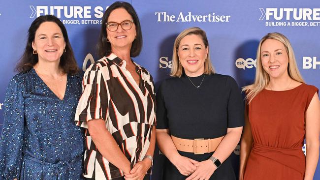 MARCH 15, 2024: Rosina Hislop, Carolyn Dawkins, Claire Scapinello and Elise Richardson at the Bigger Better SA forum at SkyCity. Picture: Brenton Edwards