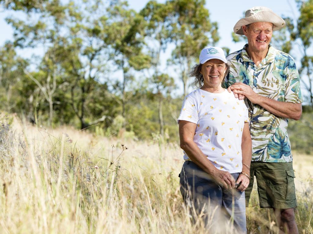 Hike to Heal founders Linda and Jim Barton enjoy the community support shown at the 2022 launch at Mt Peel Bushland Park, Saturday, February 19, 2022. Picture: Kevin Farmer