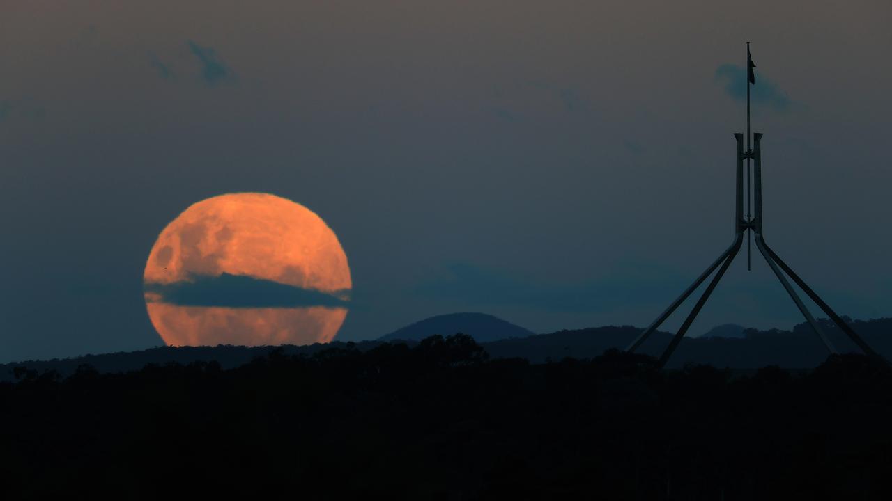 The super moon opposite parliament in Canberra. Picture: NCA NewsWire / Gary Ramage