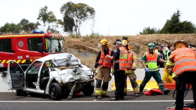 A serious accident on the Southern Expressway in late 2016. Picture: Dean Martin