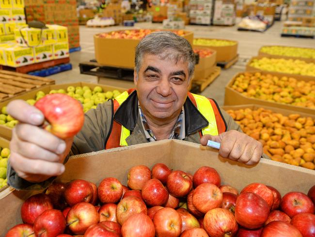 Sali Besim of Besim Orchards in Kyabram at the Melbourne Wholesale Fruit and Vegetable Market. Picture: Josie Hayden