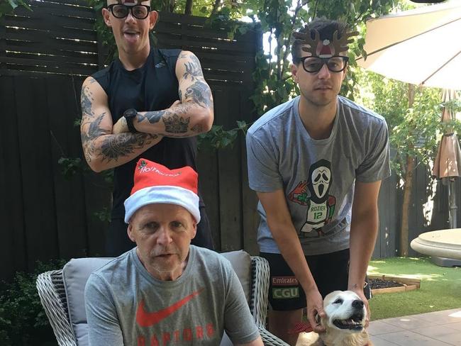 A Crocker family Christmas — Ben and his brother Sam with their father Paul. Picture: Instagram