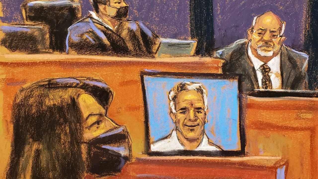 This courtroom sketch shows Juan alessi (R), Epstein's house manager, Judge Alison Nathan and Ghislaine Maxwell.