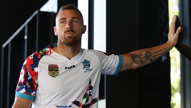 Bryce Cartwright poses for a portrait ahead of the NRL World All Stars match. Picture: Brett Costello