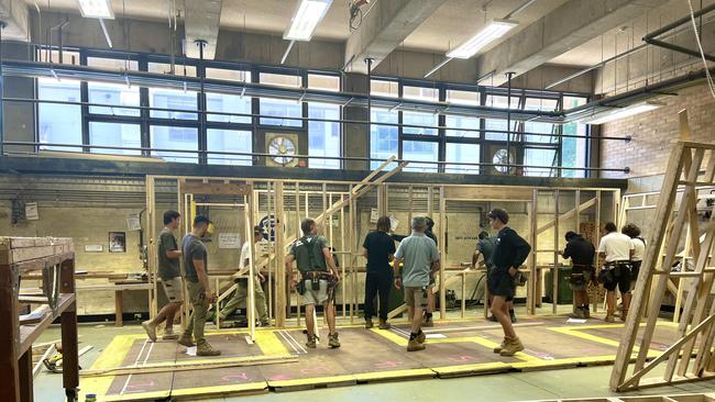 Students in the woodworking rooms at TAFE NSW Randwick.