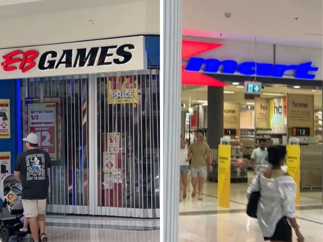 American loses it at sight of EB Games and giant Kmart store. Picture: Supplied