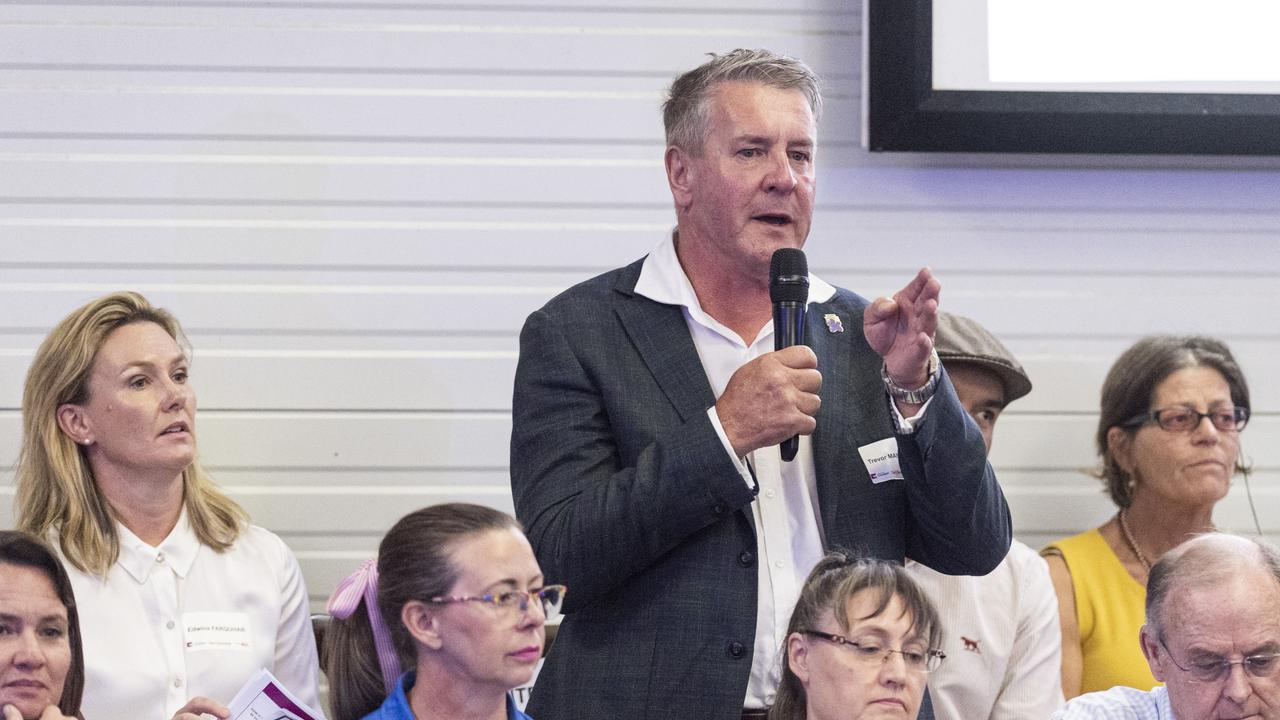 Candidate Trevor Manteufel speaking at Toowoomba Decides. Picture: Kevin Farmer