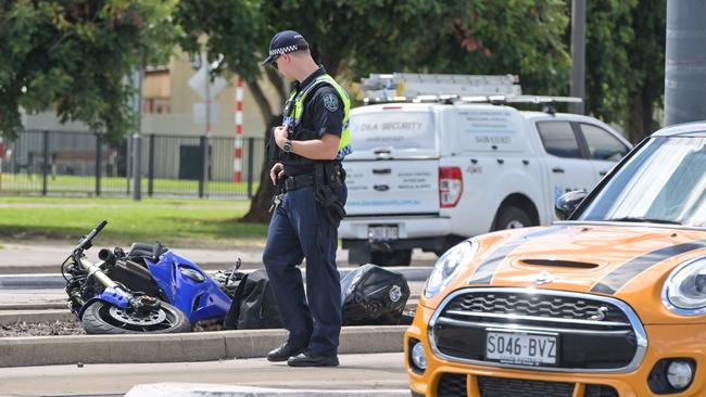 Police at the scene of the crash. Picture: Brenton Edwards