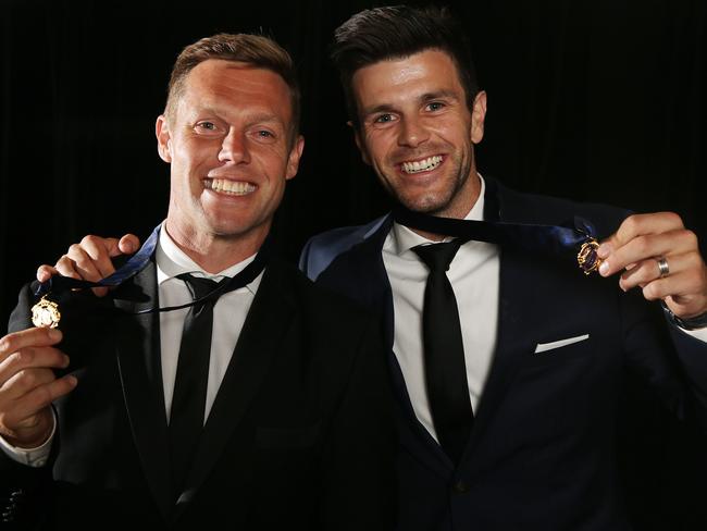 Sam Mitchell and Trent Cotchin at the 2012 Brownlow presentation in Melbourne. Picture: Michael Klein