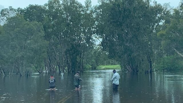 Three fishos at Magela Creek crossing in Kakadu National Park, February 2021