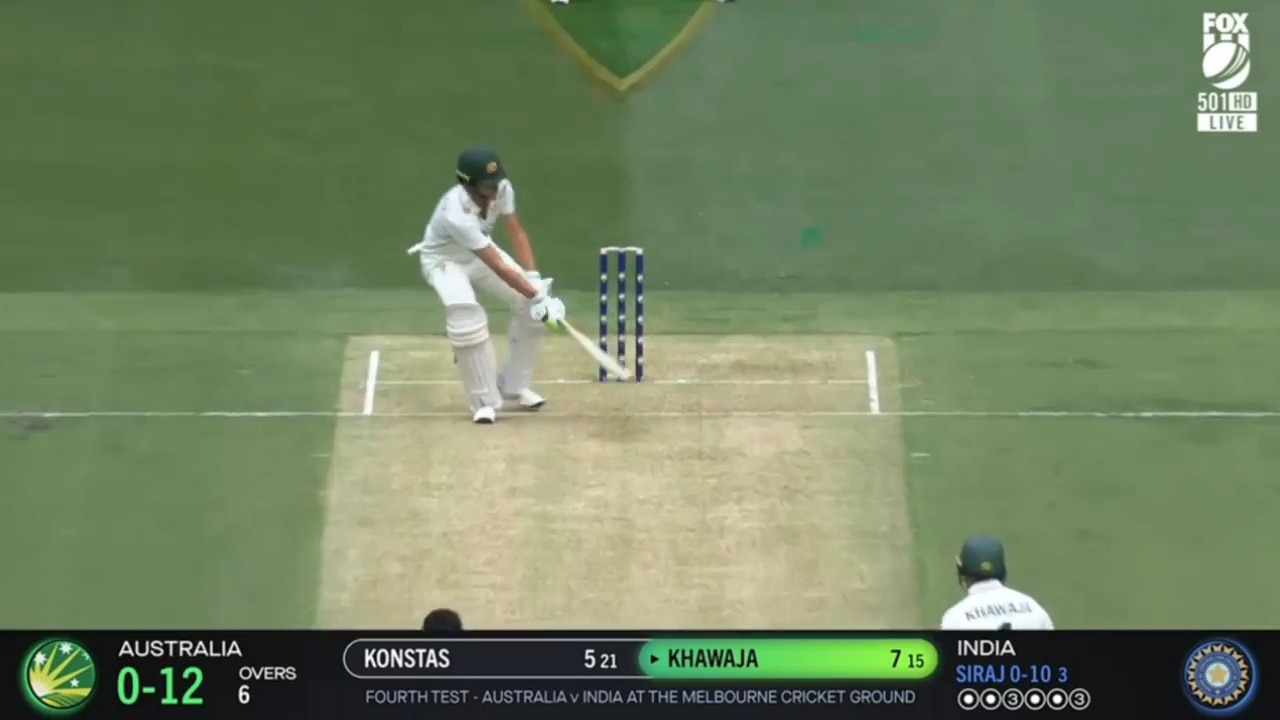 Sam Konstas ramps Jasprit Bumrah for three boundaries in an over